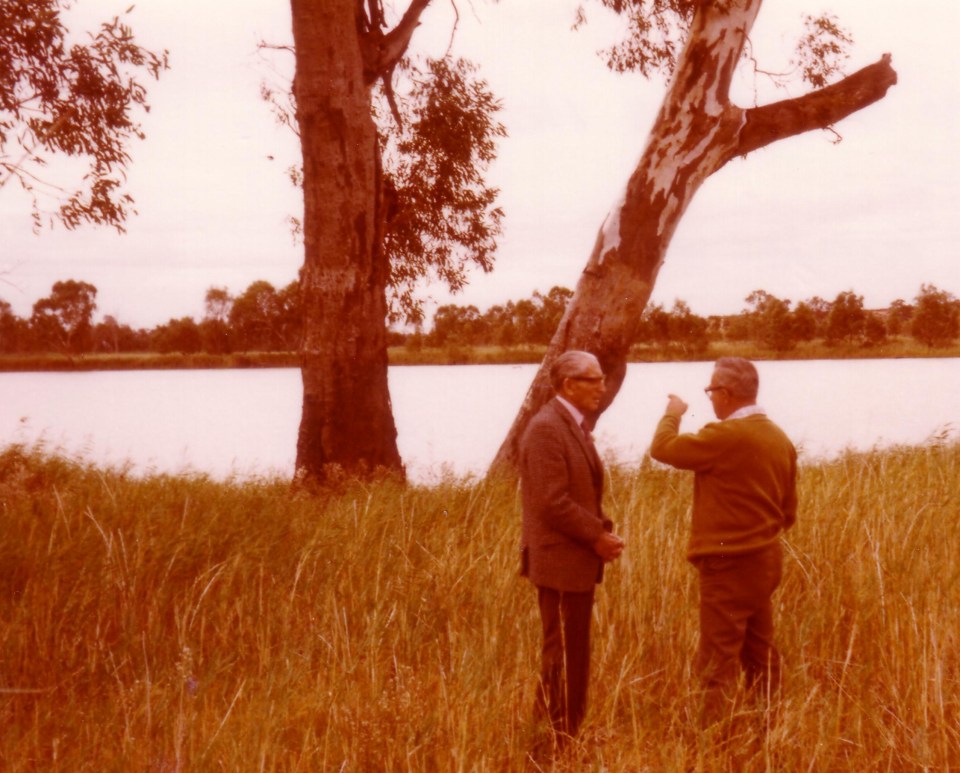 Jack and Louis Holmes at the lantern tree 1979